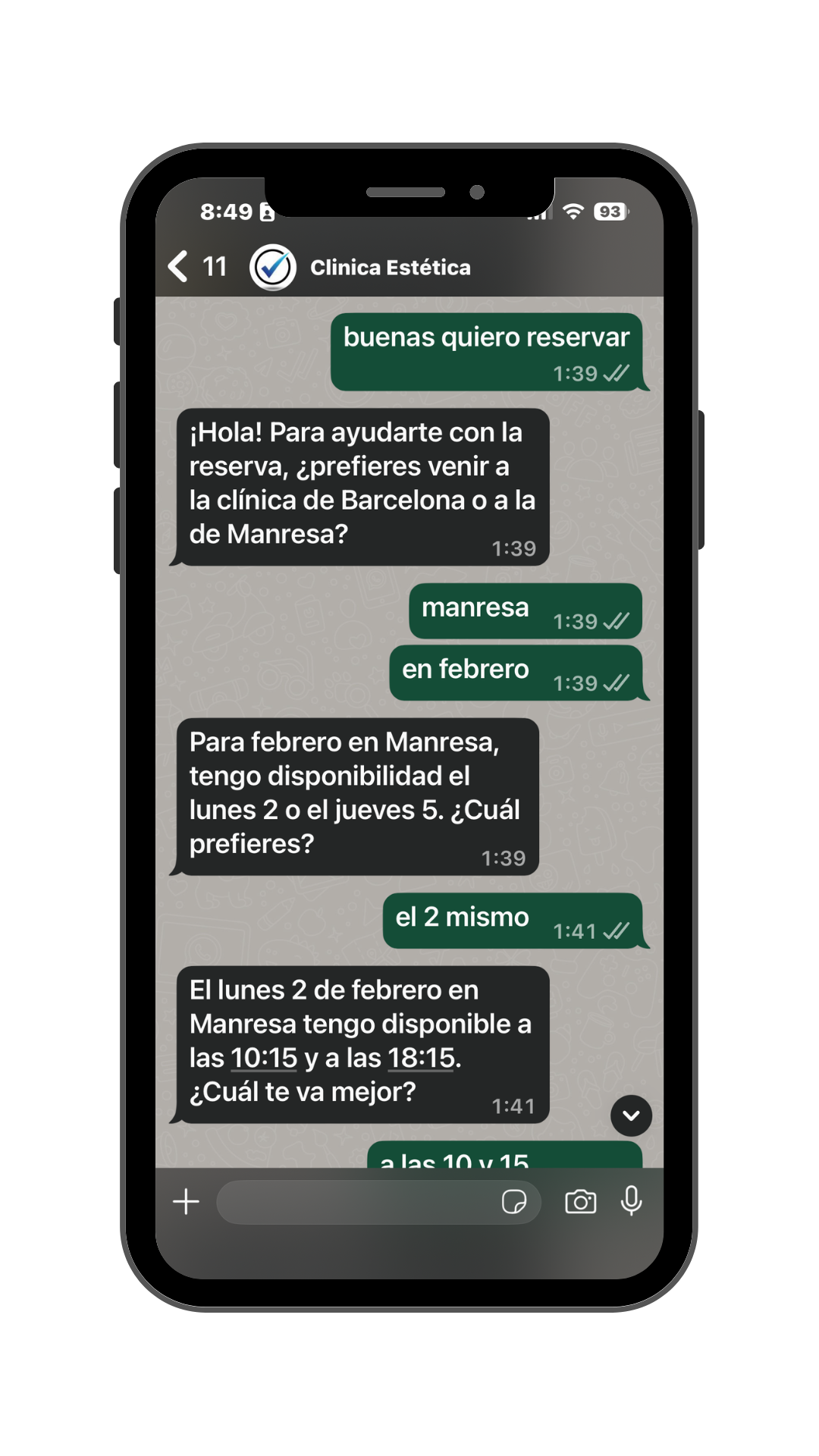 Mockup de chatbot para clínica