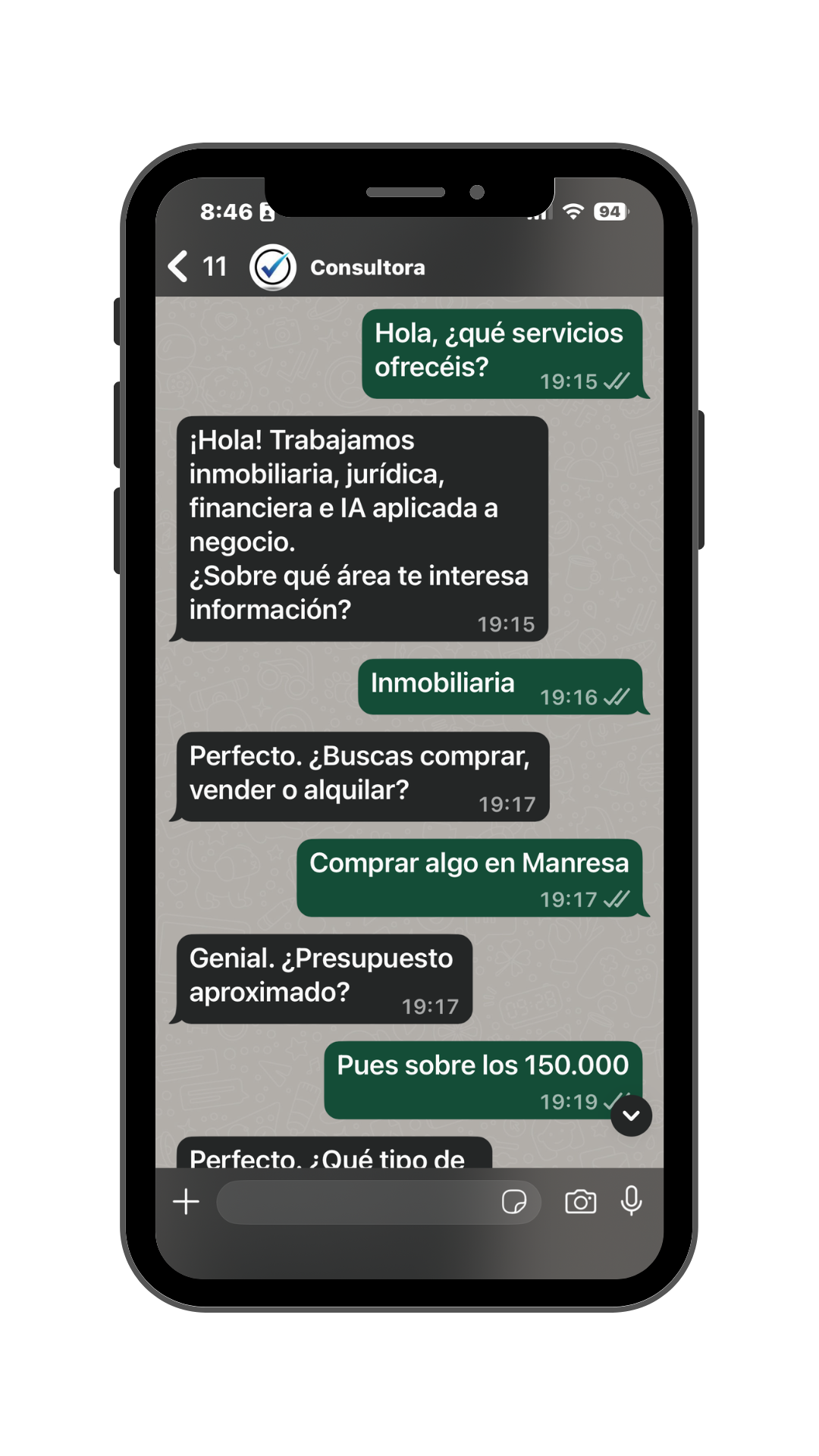 Mockup de asistente RAG conversacional